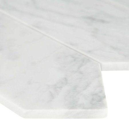 Msi Carrara White Picket 10.63 In. X 12 In. X 8Mm Honed Marble Mesh-Mounted Mosaic Tile, 10PK ZOR-MD-0341